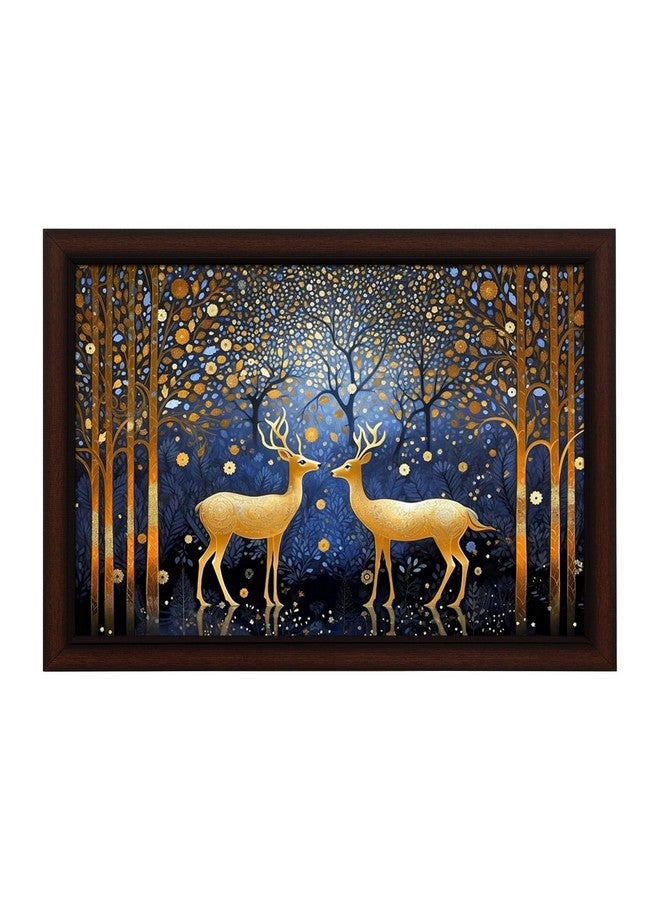 Masstone Reindeer in Jungle Wall Painting with UV Textured Effect Framed HD, 34x27 cm Wall Hanging Photos Home Décor Wall Art For Living Room, Bedroom, Drawing room, Office - Image 1