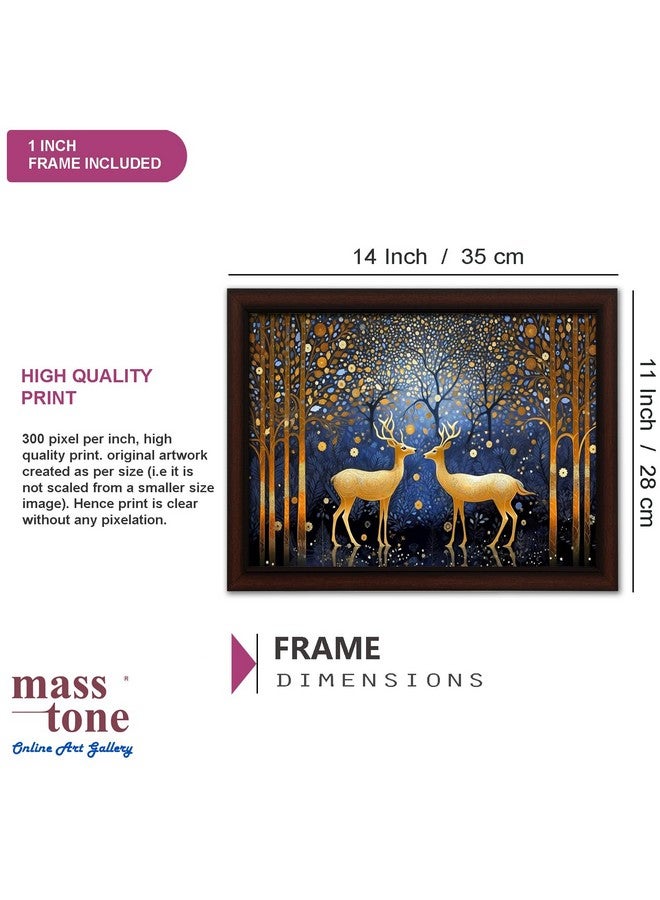 Masstone Reindeer in Jungle Wall Painting with UV Textured Effect Framed HD, 34x27 cm Wall Hanging Photos Home Décor Wall Art For Living Room, Bedroom, Drawing room, Office - Image 2