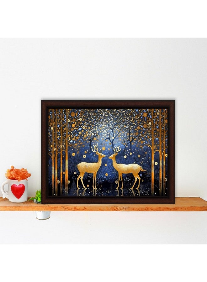 Masstone Reindeer in Jungle Wall Painting with UV Textured Effect Framed HD, 34x27 cm Wall Hanging Photos Home Décor Wall Art For Living Room, Bedroom, Drawing room, Office - Image 3