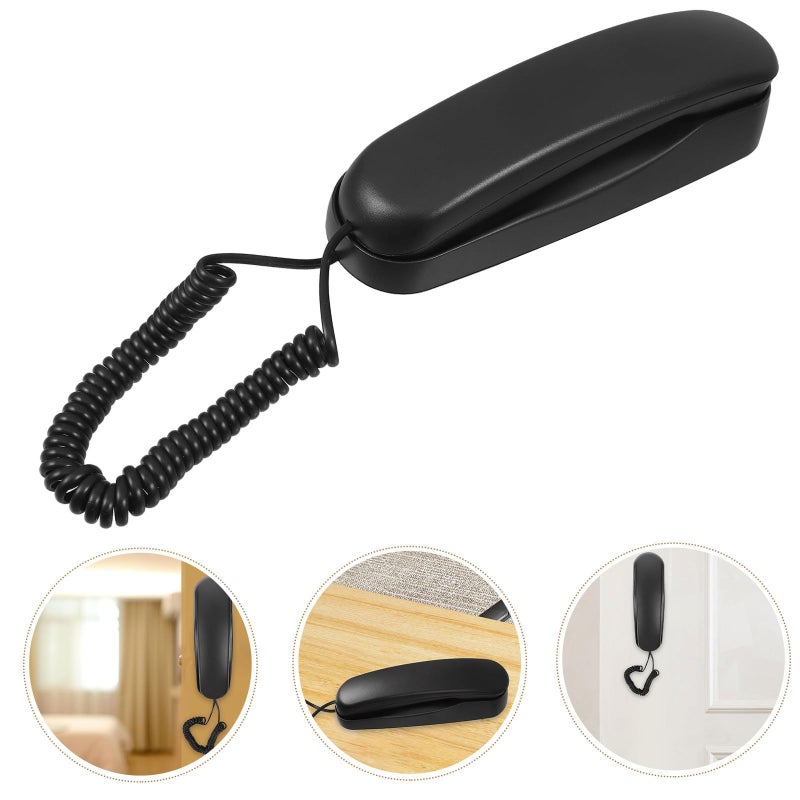 Lurrose Vintage Corded Landline Phone Wall Mount With Compact Design For Home Office Hotel Use Coast Style White - Image 5