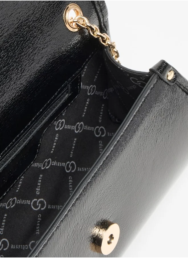 Celeste Textured Crossbody Bag with Chain Strap and Magnetic Closure