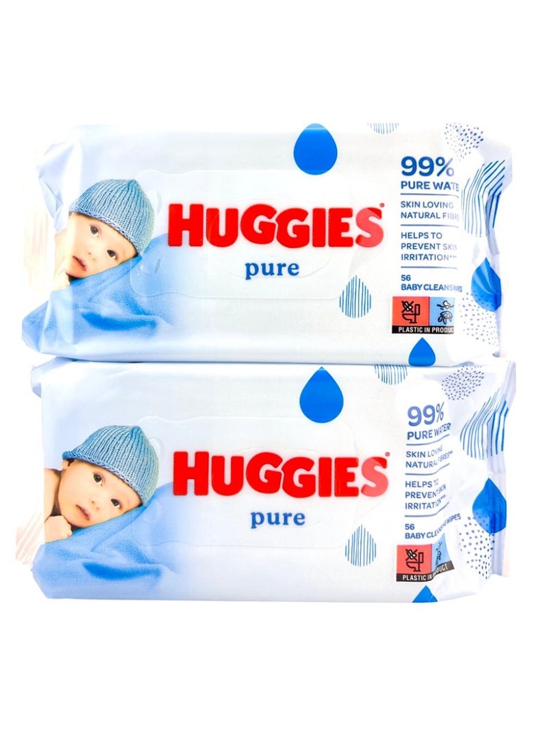 هجيز مناديل هجيز بيور، عبوة من 56 قطعة، قطعتين - Image 1