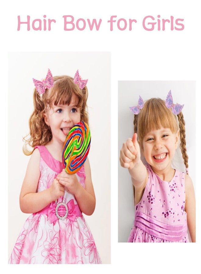 AMCAMI 4pcs Sequined bow hair clip purple&hot pink - Image 5