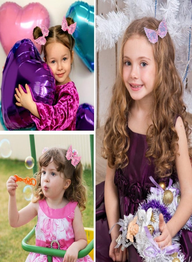 AMCAMI 4pcs Sequined bow hair clip purple&hot pink - Image 4