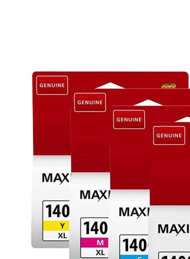 كانون مجموعة من 4 خراطيش حبر Canon Maxify PGI-1400XL باللون الأسود والسماوي والأصفر والأرجواني - Image 1