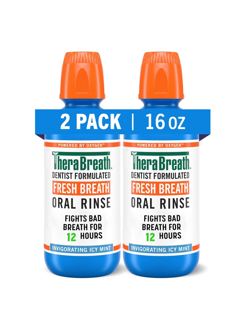 TheraBreath - TheraBreath Fresh Breath Mouthwash, Icy Mint Flavor, Alcohol-Free, 16 Fl Oz (Pack of 2) - Image 1