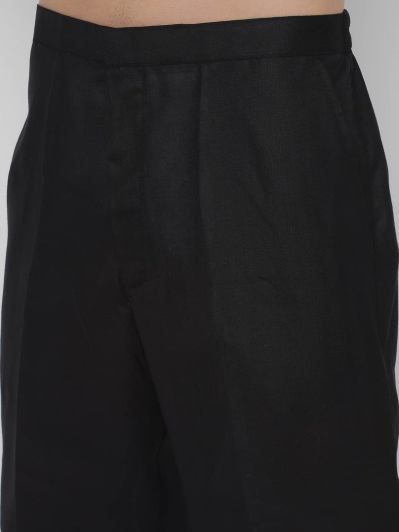 Royal Kurta Men's White Cotton Pant Style Pyjama 2 Side Pockets Easy Fly (L, Black) - Image 2