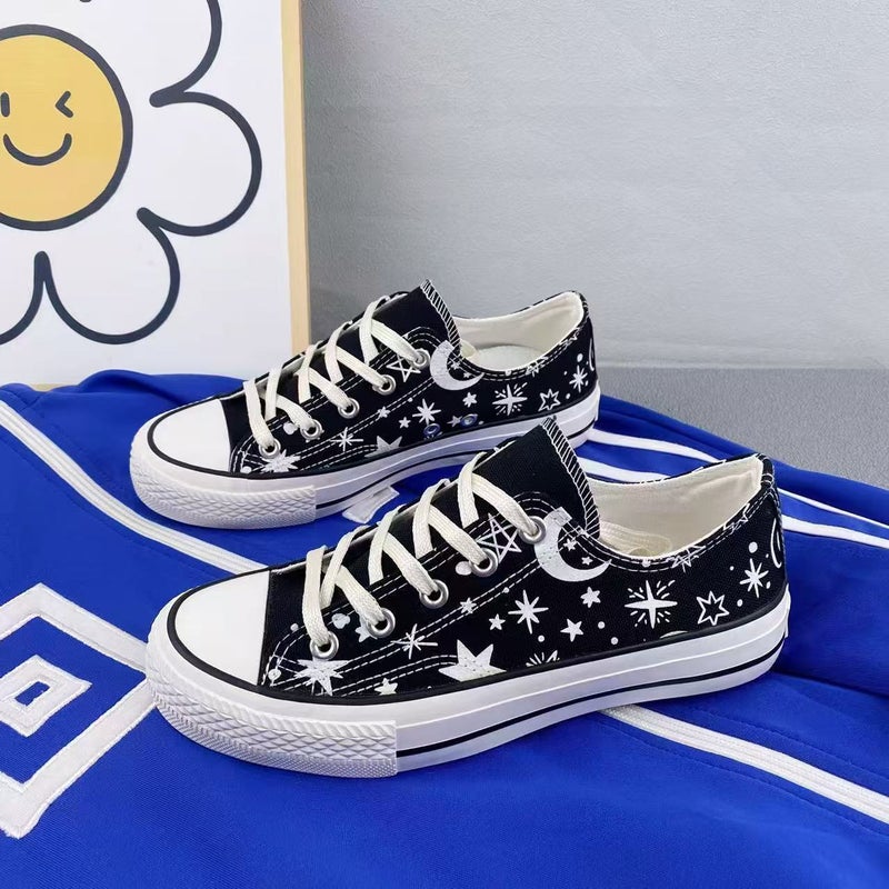 Warrior Low-top couple sneakers, new casual style for spring and autumn, versatile glow-in-the-dark canvas  shoes. - Image 1