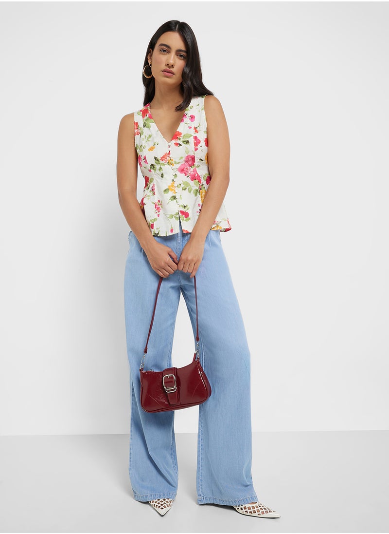 MANGO Floral Button-Down Fitted Blouse  - Image 4