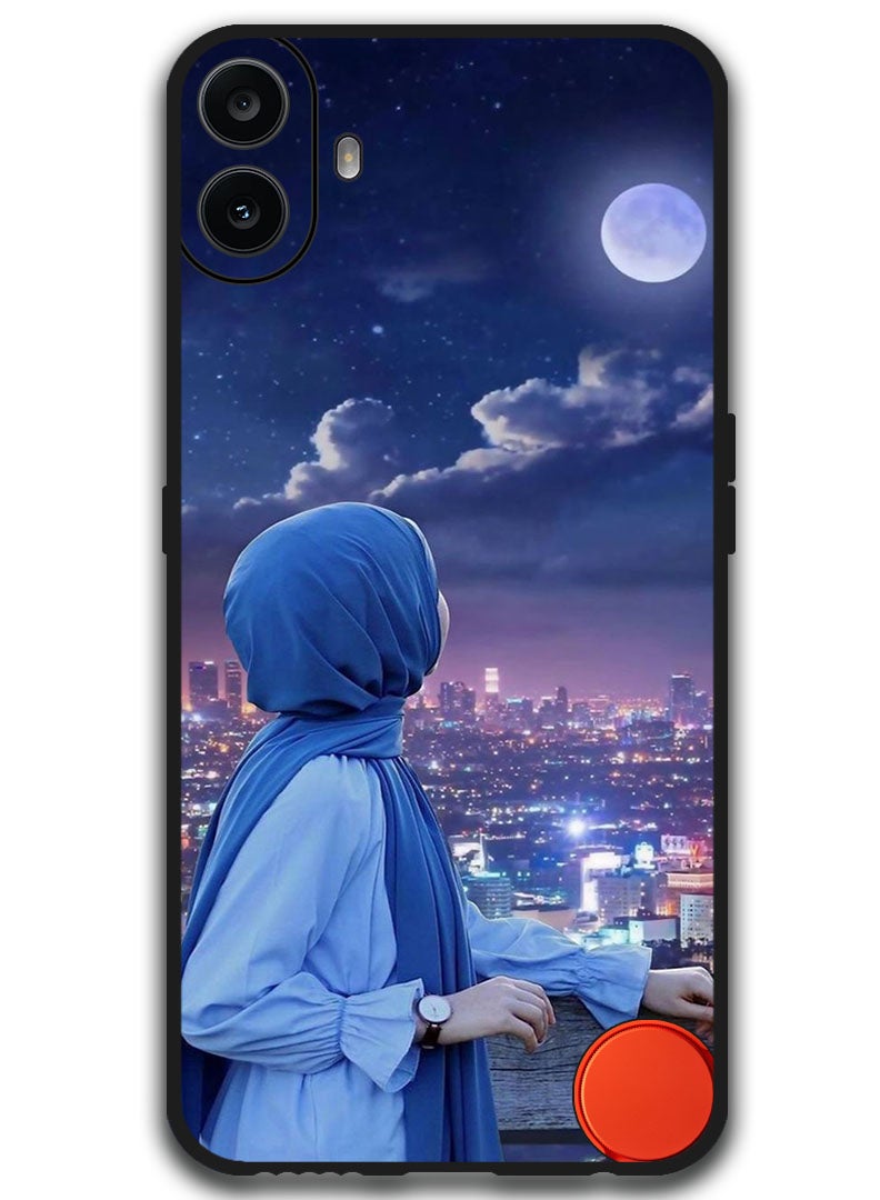 Theodor Protective Case Anti Scratch Shock Proof Bumper Cover For Nothing CMF Phone 1 Hijab Girl Looking at Moon - Image 1