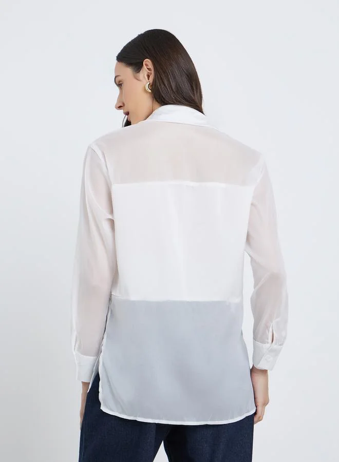 ستايلي بلوزة سادة بياقة سبريد مع أزرار