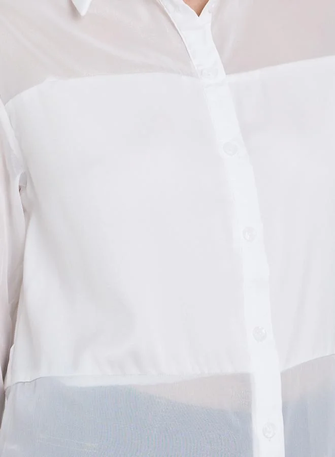 ستايلي بلوزة سادة بياقة سبريد مع أزرار