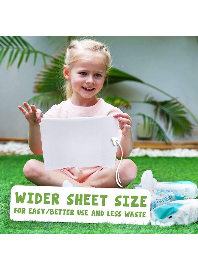 PureBorn Organic Natural Cotton Pure Baby Wet Wipes With Grapefruit Extract 12 x 60 Wipes - Image 5
