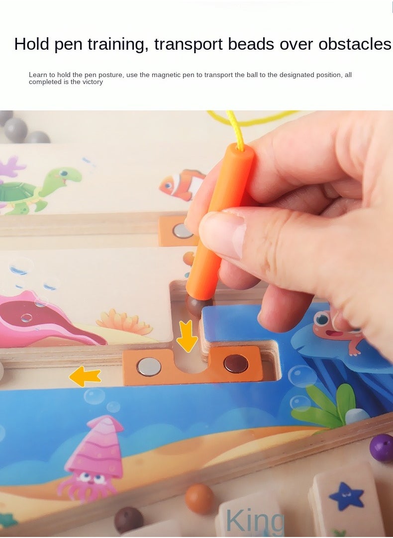 ULHYC Magnetic Color and Number Maze - Montessori Toys for 3+ Year Old - Wooden Color Matching Learning Counting Puzzle Board -Toddler Activities Fine Motor Skills Toys for Boys Girls Dinosaur  - Image 3