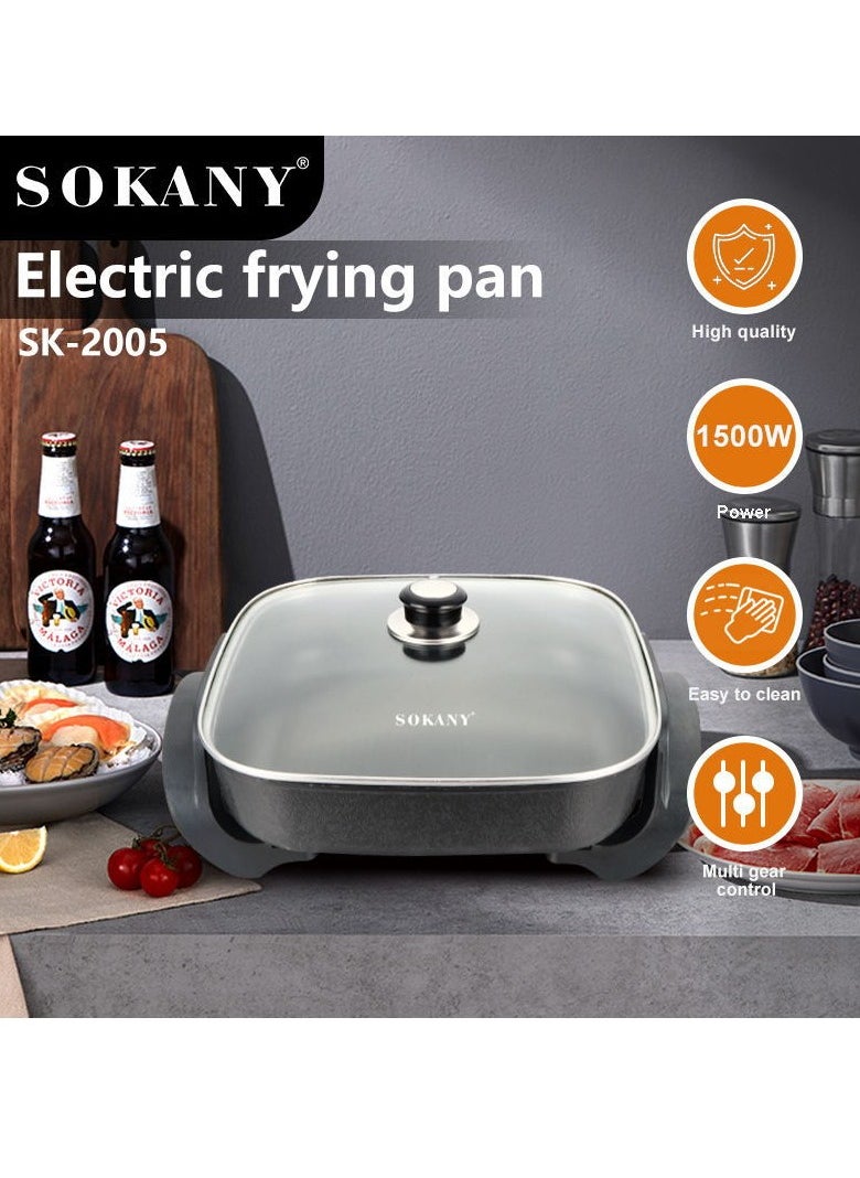 sokany - Multifunction Electric Frying Pan, Electric Skillet, 1500W, Non-stick, SK-2005, Black - Image 1