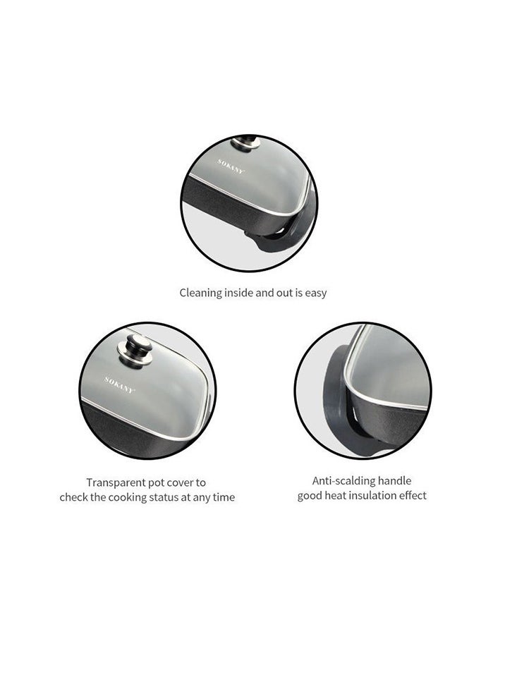 sokany - Multifunction Electric Frying Pan, Electric Skillet, 1500W, Non-stick, SK-2005, Black - Image 1