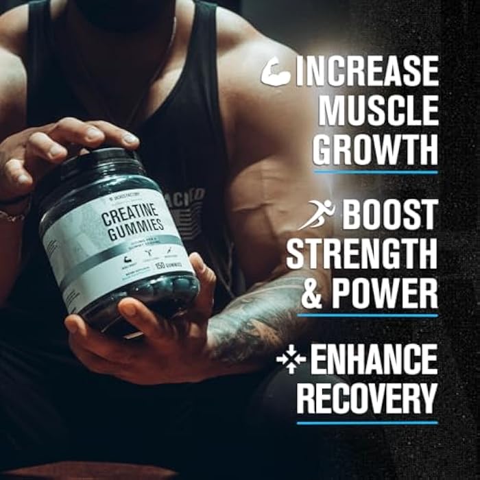Jacked Factory Creatine Monohydrate Gummies (3g) - Creatine for Muscle Growth, Strength, Enhanced Energy, and Improved Athletic Performance - 150 Gummies, Blue Raspberry - Image 5