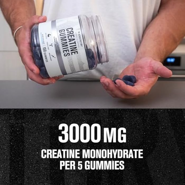 Jacked Factory Creatine Monohydrate Gummies (3g) - Creatine for Muscle Growth, Strength, Enhanced Energy, and Improved Athletic Performance - 150 Gummies, Blue Raspberry - Image 2