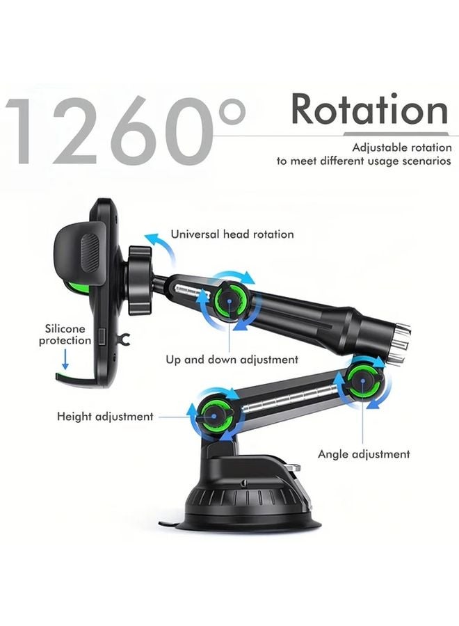 Black 360 Degree Rotatable Car Phone Mount with Strong Suction Cup for All Vehicles - Image 5