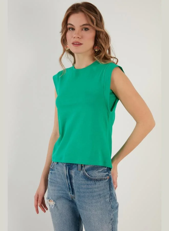 Lela Lela Cotton Crew Neck Sleeveless Basic T-Shirt Women's T-SHIRT 5864201