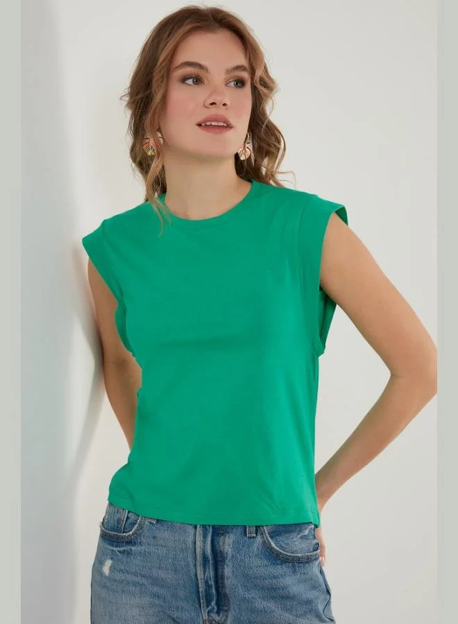 Lela Lela Cotton Crew Neck Sleeveless Basic T-Shirt Women's T-SHIRT 5864201