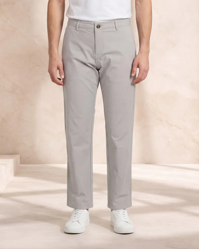Redtag Men Grey Basic Chino Trousers