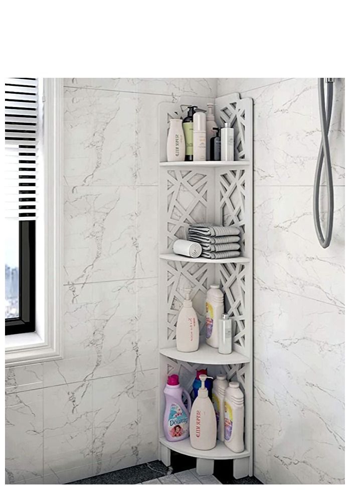 FFD Freestanding Toilet Shelves Bathroom Corner Shelf Toilet Multipurpose Bathroom Organizer Rack Wood Flowers Rack Plants Stand Bookshelf Bookcase Shelf - Image 1