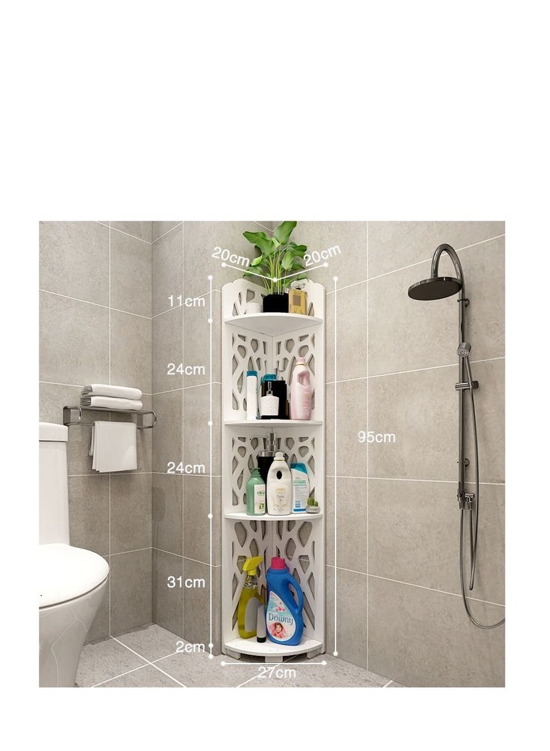 FFD Freestanding Toilet Shelves Bathroom Corner Shelf Toilet Multipurpose Bathroom Organizer Rack Wood Flowers Rack Plants Stand Bookshelf Bookcase Shelf - Image 2