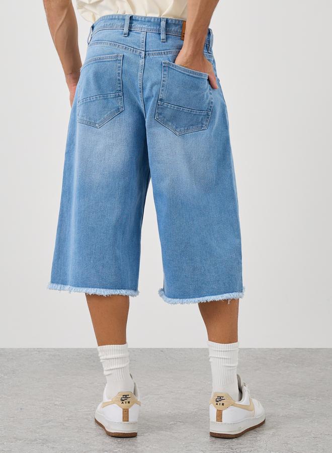 Styli Raw Hem Denim Oversized Shorts - Image 4