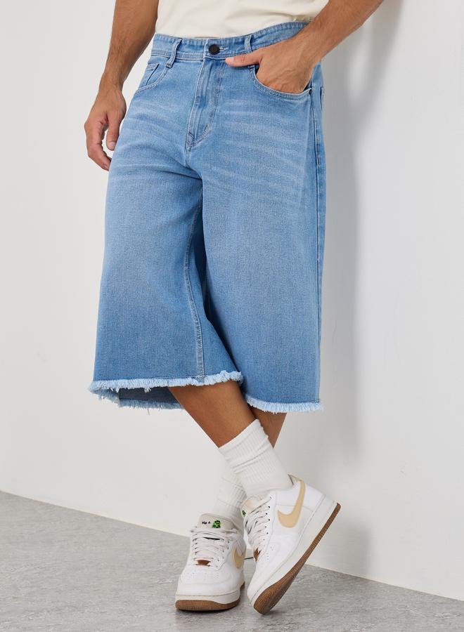 Styli Raw Hem Denim Oversized Shorts - Image 1