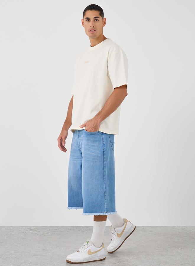 Styli Raw Hem Denim Oversized Shorts - Image 2