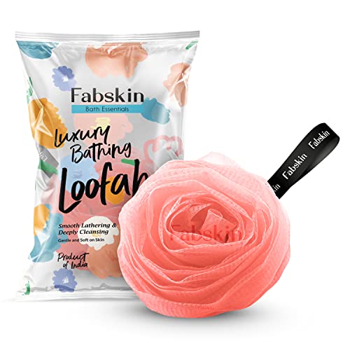FABSKIN Rose Loofah for Bathing | Bath Shower Loofah Sponge Scrubber Exfoliator for Women and Men | Bathing Sponge | Body Wash Scrub for Bathing | Bath Scrubber For Body (Peach) - Image 1