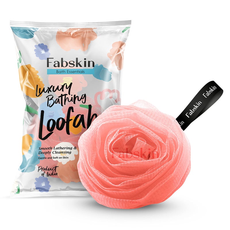 FABSKIN Rose Loofah for Bathing | Bath Shower Loofah Sponge Scrubber Exfoliator for Women and Men | Bathing Sponge | Body Wash Scrub for Bathing | Bath Scrubber For Body (Peach) - Image 5