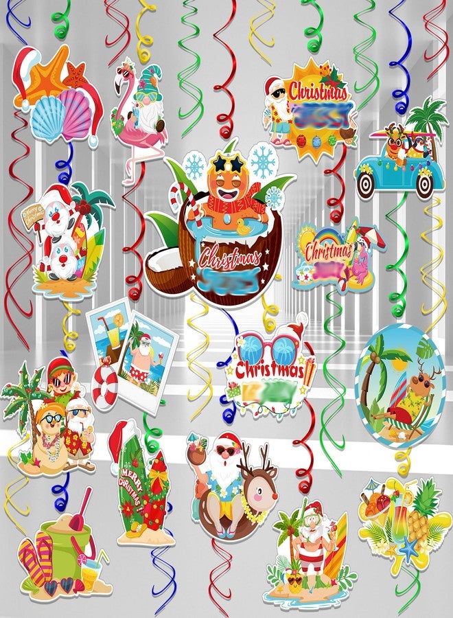 هواف زينة عيد الميلاد الهاوايية من HOWAF، 30 قطعة، دوامات معلقة، زينة حفلات عيد الميلاد الاستوائية بدون صنع يدوي، زينة عيد الميلاد الاستوائية من Mele Kalikimaka، زينة عيد الميلاد الهاوايية الاستوائية على شكل شاطئ فلامنغو - Image 1