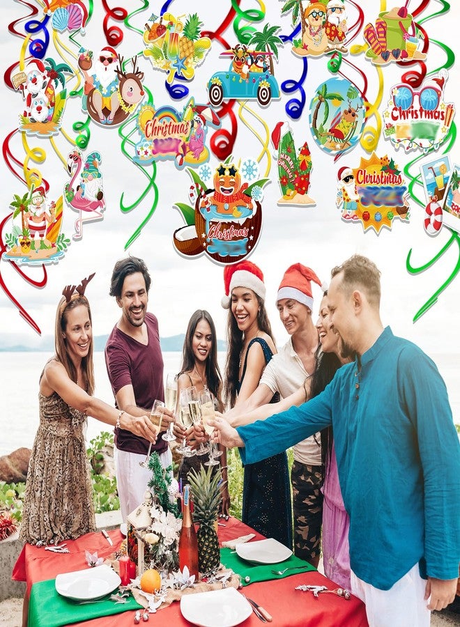 هواف زينة عيد الميلاد الهاوايية من HOWAF، 30 قطعة، دوامات معلقة، زينة حفلات عيد الميلاد الاستوائية بدون صنع يدوي، زينة عيد الميلاد الاستوائية من Mele Kalikimaka، زينة عيد الميلاد الهاوايية الاستوائية على شكل شاطئ فلامنغو - Image 5