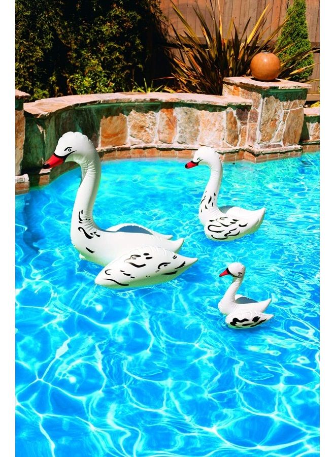 Poolmaster 81411 Floating Swimming Pool Backyard Décor, 3 Pack, Swan Family - Image 1
