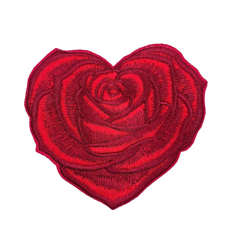 ReelFun 4.5'' Valentines Day Pajamas Women DIY Patch, Large Rose Heart Embroidered Iron On Patch - Image 1