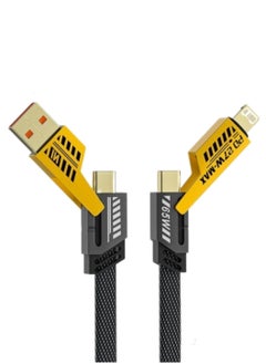 Premium Mech Data Cable – 4-in-1 Charging Cable, 65W + 27W PD Fast Charging, Type C to C, Type A to C, Type A to Lightning, Type C to Lightning, Compatible with Smartphones, Tablets, Laptops & Power Banks