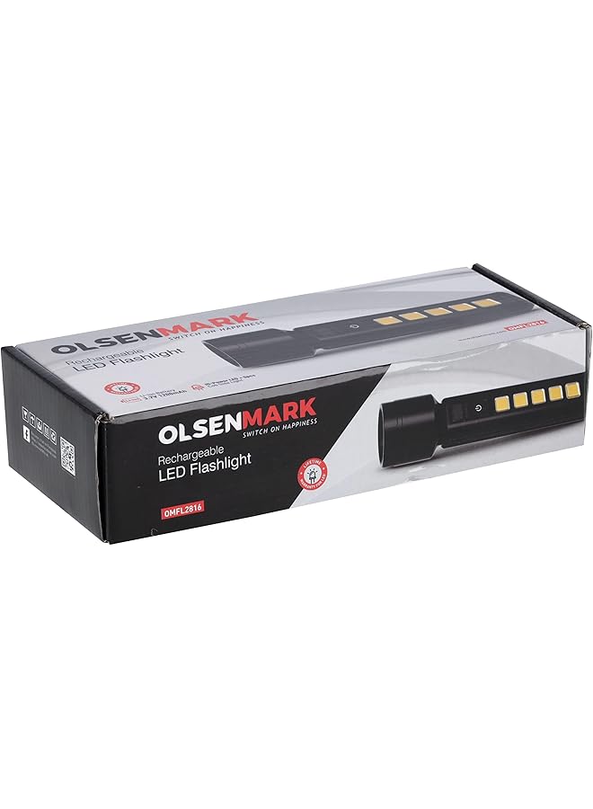 Olsenmark OMFL2816 Rechargeable LED Flashlight 3.7V 1200mAh Rechargeable Li Ion Battery - Image 1
