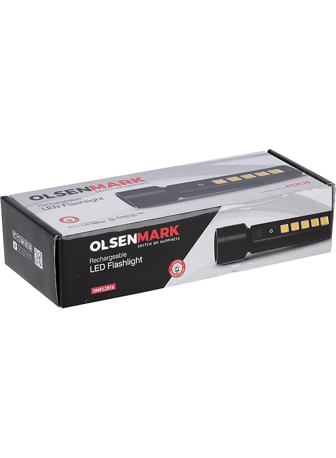Olsenmark OMFL2816 Rechargeable LED Flashlight 3.7V 1200mAh Rechargeable Li Ion Battery - Image 3