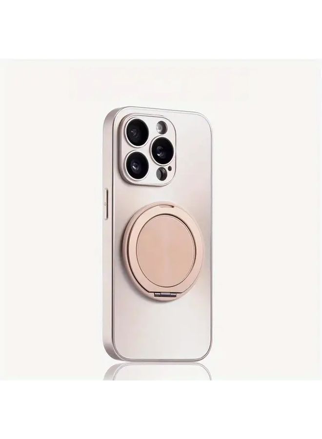 حافظة هاتف وردية معدنية بقاعدة حامل لهاتف iPhone 14 15 16 Pro Max، غطاء حماية مانع للسقوط - Image 2