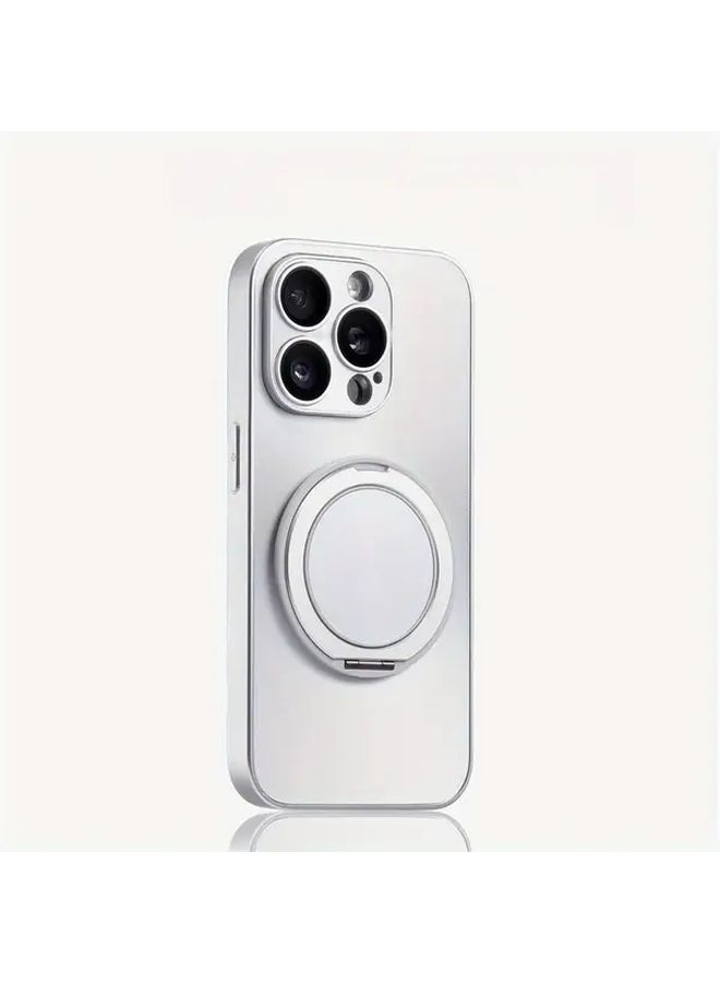 حافظة هاتف وردية معدنية بقاعدة حامل لهاتف iPhone 14 15 16 Pro Max، غطاء حماية مانع للسقوط - Image 3
