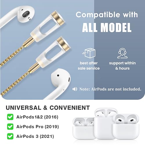 Lawonda Anti-Lost Neck Strap for Airpods, Strong Magnetic Necklace Holder String, Sports Lanyard for Headphone Compatible with AirPods 1&2 /3rd /Pro/Pro 2 O Gold - Image 4