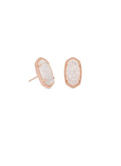 Kendra Scott Ellie Stud Earrings For Women, Fashion Jewelry, Rose Gold-Plated, Iridescent Drusy  - Image 1