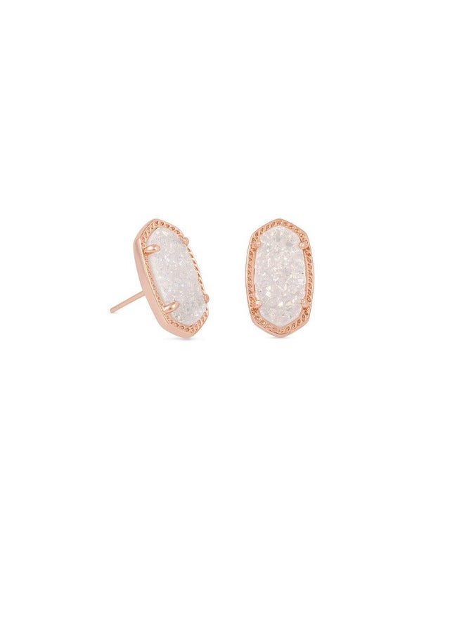 Kendra Scott Ellie Stud Earrings For Women, Fashion Jewelry, Rose Gold-Plated, Iridescent Drusy  - Image 1