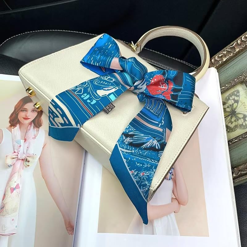 COtheSumay 100% Mulberry Silk Scarf for Handbags,Bags, and Purses,2"x35" Hair Ribbon Skinny Neck Scarves for Women - Image 5
