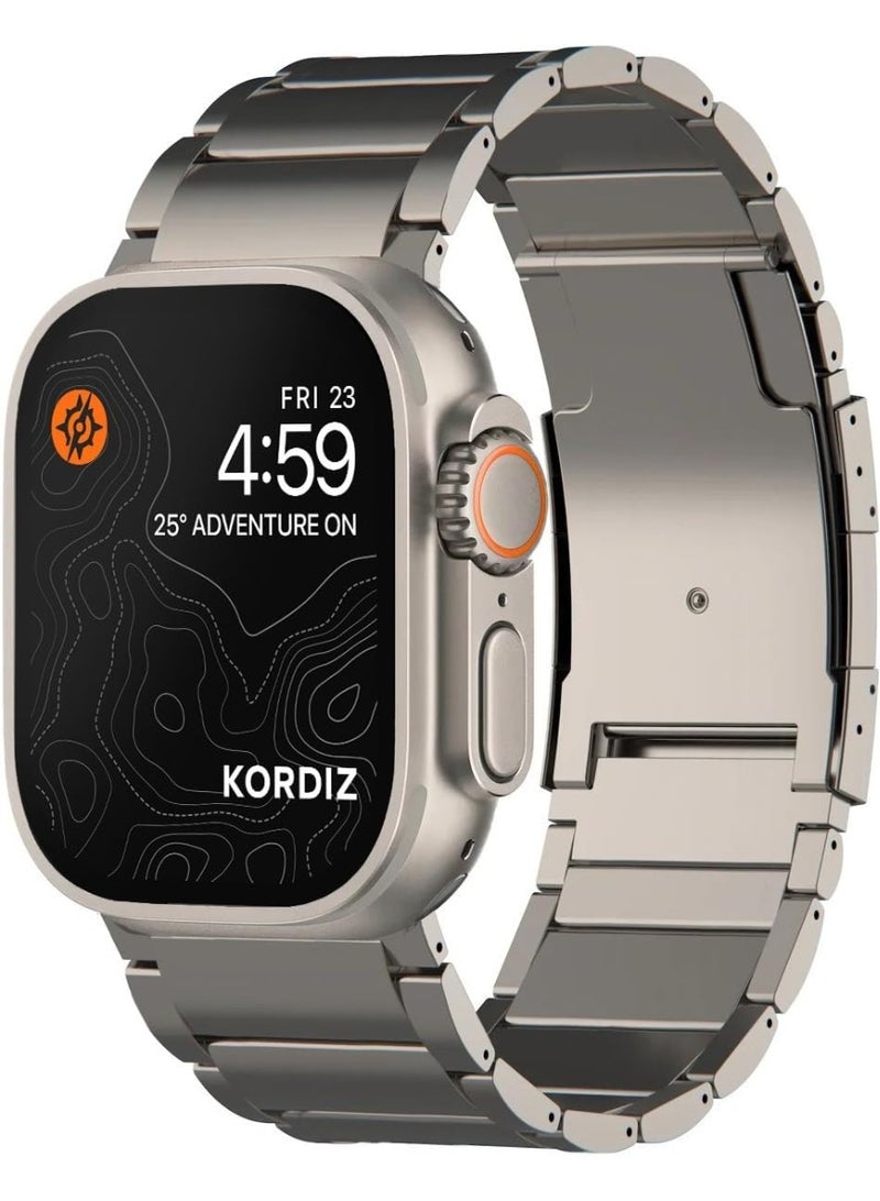 keloray Titanium Band - Compatible for Apple Watch ULTRA 49mm - Titanium Metal Watch Strap with Double Button Clasp for iWatch Bands (ULTRA ,Titanium), ULTRA - Image 1