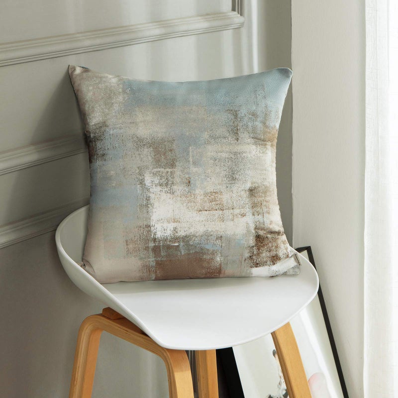 Britimes Britimes Throw Pillow Covers Modern Home Art Decor  18 x 18 Inches Set of 2 Pillow Cases Decorative  Abstract Oil Painting Pillowcases for Bedroom  Living Room  Cushion Couch Sofa  Grey Beige  - Image 3