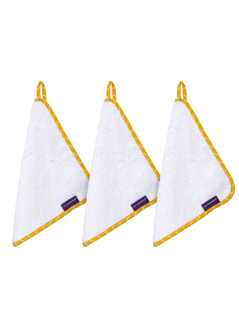 Clevamama Bamboo Baby Washcloth Set  - White & Honey - Image 2