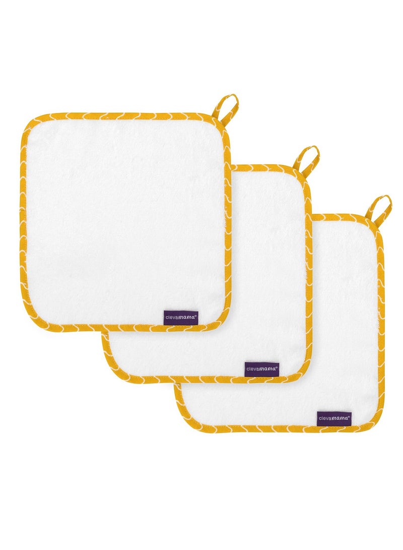 Clevamama Bamboo Baby Washcloth Set  - White & Honey - Image 1